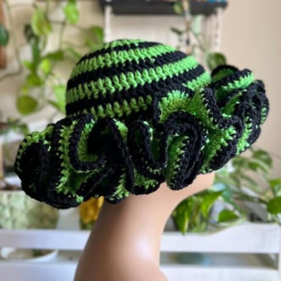 Handmade Crochet Bucket Hat Ruffled Brim Winter Windproof Fisherman Style main image 4